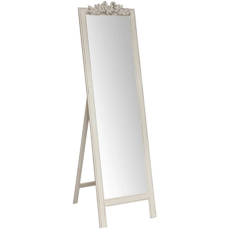 W50XDP3XH175 Cm Sized Antiqued White Finish Floor Mirror 3 W50XDP3XH175 Cm Sized Antiqued White Finish Floor Mirror