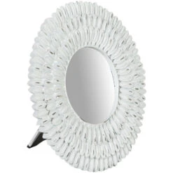 Set 2 Diam.21x3 Antiqued White Finish Free-standing Floor Mirror