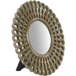 Set 2 Diam.21x2 Cm Antiqued Silver Finish Free-standing Floor Mirror