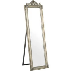 Premier Housewares Silver Finish Standing Mirror For Makeup / Bathroom / Shaving Vintage Design Floor Mirrors For Bedroom Of Men And Women 5 X 170 X 50