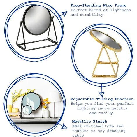 Harbour Housewares 33 X 35cm Round Makeup Mirrors - Black - Pack Of 2 4 Harbour Housewares 33 X 35cm Round Makeup Mirrors - Black - Pack Of 2 - Image 2