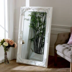 Large Ornate White Wall / Leaner Mirror 70cm X 120cm