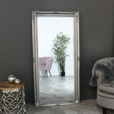 Large Ornate Silver Wall/Floor Mirror 158cm X 78cm 3 Large Ornate Silver Wall/Floor Mirror 158cm X 78cm