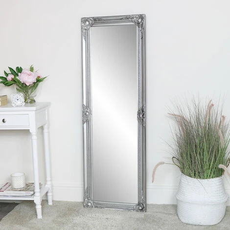 Tall Silver Ornate Bevelled Mirror 47cm X 142cm 3 Tall Silver Ornate Bevelled Mirror 47cm X 142cm