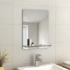 EMKE Frameless Mirror With Shelf - Small Bathroom Wall Shaving Mirror With Storage, Rectangle Vanity Mirrors 45x60cm -Home Improvement Store 57711320 1