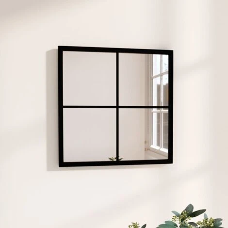 Wall Mirror Black 40x40 Cm Metal VidaXL 4 Wall Mirror Black 40x40 Cm Metal VidaXL - Image 2