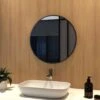 Meykoers 50cm Bathroom Round Mirror Hanging Wall Mirror Matte Black Frame, Modern Wall Mounted Bathroom Mirror