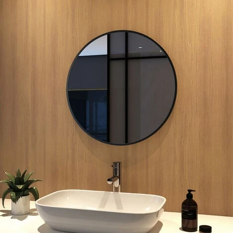 Meykoers 60cm Bathroom Round Mirror Hanging Wall Mirror Matte Black Frame, Modern Wall Mounted Bathroom Mirror 3 Meykoers 60cm Bathroom Round Mirror Hanging Wall Mirror Matte Black Frame, Modern Wall Mounted Bathroom Mirror
