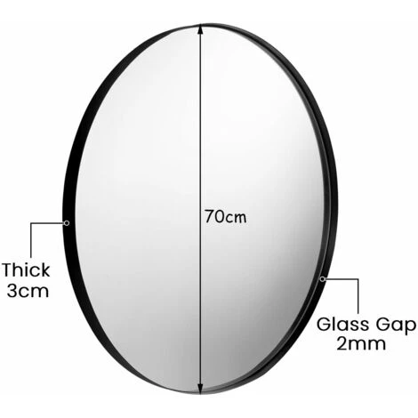 70cm Round Hanging Mirror Decorative Modern Metal Wall Mounted Vanity Mirror 4 70cm Round Hanging Mirror Decorative Modern Metal Wall Mounted Vanity Mirror - Image 2