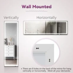 ELEGANT Freestanding Mirror With LED 160x50cm Frameless Full Length Body Mirror For Floor/Wall In Bedroom Living Room Rectangular Dressing Mirror -Home Improvement Store 70290123 4