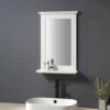 Heilmetz Anthracite Mirror Bathroom Mirror With Shelf Wooden Frame Wall-Mounted Mirror With Wooden Shelf Wall Hanging Mirror 400x600mm 1 Heilmetz Anthracite Mirror Bathroom Mirror With Shelf Wooden Frame Wall-Mounted Mirror With Wooden Shelf Wall Hanging Mirror 400x600mm -Home Improvement Store 73762799 1