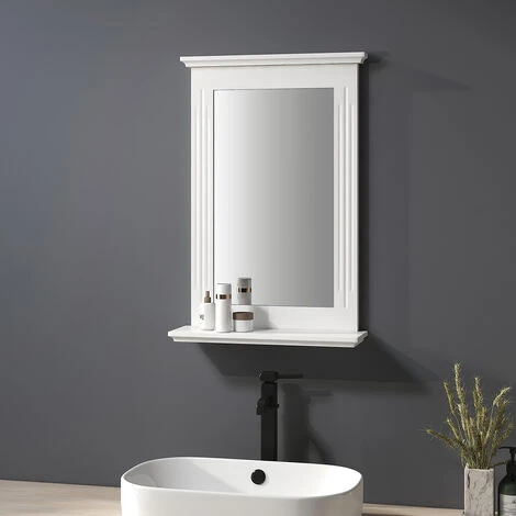 Heilmetz Anthracite Mirror Bathroom Mirror With Shelf Wooden Frame Wall-Mounted Mirror With Wooden Shelf Wall Hanging Mirror 400x600mm 3 Heilmetz Anthracite Mirror Bathroom Mirror With Shelf Wooden Frame Wall-Mounted Mirror With Wooden Shelf Wall Hanging Mirror 400x600mm