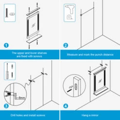 Heilmetz Anthracite Mirror Bathroom Mirror With Shelf Wooden Frame Wall-Mounted Mirror With Wooden Shelf Wall Hanging Mirror 400x600mm 9 Heilmetz Anthracite Mirror Bathroom Mirror With Shelf Wooden Frame Wall-Mounted Mirror With Wooden Shelf Wall Hanging Mirror 400x600mm -Home Improvement Store 73762799 3