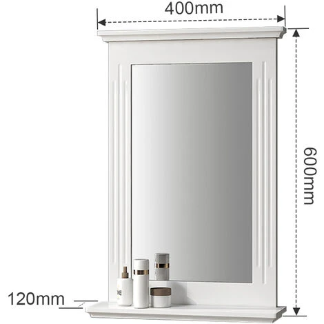 Heilmetz Anthracite Mirror Bathroom Mirror With Shelf Wooden Frame Wall-Mounted Mirror With Wooden Shelf Wall Hanging Mirror 400x600mm 7 Heilmetz Anthracite Mirror Bathroom Mirror With Shelf Wooden Frame Wall-Mounted Mirror With Wooden Shelf Wall Hanging Mirror 400x600mm - Image 5