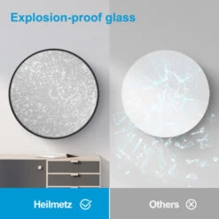 Heilmetz Bathroom Mirror 50x50cm Round Mirror Wall Mirror Black Wall Decoration For Bathroom Bedroom Living Room Entrance -Home Improvement Store 73762806 3