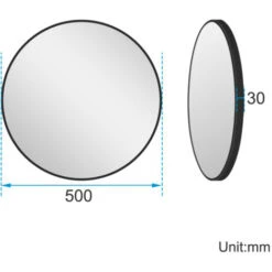 Heilmetz Bathroom Mirror 50x50cm Round Mirror Wall Mirror Black Wall Decoration For Bathroom Bedroom Living Room Entrance -Home Improvement Store 73762806 5