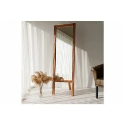 Floor Standing Mirror With Natural Solid Wood Framed 55X170 A42