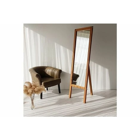Floor Standing Mirror With Natural Solid Wood Framed 55X170 A42 6 Floor Standing Mirror With Natural Solid Wood Framed 55X170 A42 - Image 4