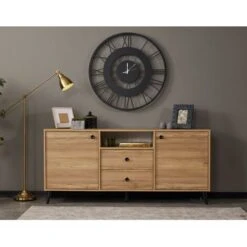 Eti - Sideboard - Oak - 2 Drawers & 5 Compartments Sideboard Cabinet Cupboard Storage Furniture Drawers & Doors