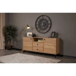 Eti - Sideboard - Oak - 2 Drawers & 5 Compartments Sideboard Cabinet Cupboard Storage Furniture Drawers & Doors -Home Improvement Store 87495830 3