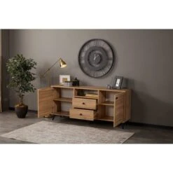 Eti - Sideboard - Oak - 2 Drawers & 5 Compartments Sideboard Cabinet Cupboard Storage Furniture Drawers & Doors -Home Improvement Store 87495830 4