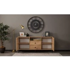 Eti - Sideboard - Oak - 2 Drawers & 5 Compartments Sideboard Cabinet Cupboard Storage Furniture Drawers & Doors -Home Improvement Store 87495830 5