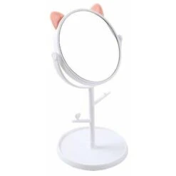 Table Mirror Desk Single-Sided Creative Cute Cat Dresser Makeup Mirror - White