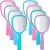 GDRHVFD Bulk Hand Mirror Compact Travel Makeup Mirror Hand Held Cosmetic Mirror Personal Mirror Portable Vanity Mirror 3.15 Inches Wide, 7.09 Inches Long (Blue, Green, Pink, Purple, 8 Pieces) -Home Improvement Store 88104085 1