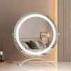 EMKE Hollywood Mirror 360° Rotation Dressing Table Mirror With Lights 3 Color Lighting Dimmable LED Cosmetic Vanity Mirror White ф40cm