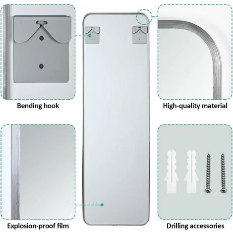 EMKE Freestanding Rectangle Mirror Floor Standing 120 X 37cm Full Body Mirror For Bathroom/Bedroom/Wardrobe Silver Metal Frame 5 EMKE Freestanding Rectangle Mirror Floor Standing 120 X 37cm Full Body Mirror For Bathroom/Bedroom/Wardrobe Silver Metal Frame - Image 3