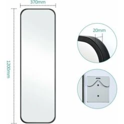 EMKE Freestanding Rectangle Mirror Floor Standing 120 X 37cm Wall & Door Mirror For Bathroom/Bedroom/Wardrobe Black Metal Frame -Home Improvement Store 89413228 5