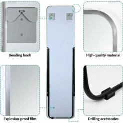 EMKE Freestanding Mirror 160x40cm Full Length Mirror For Living Room Bedroom Silver Metal Frame Large Mirror -Home Improvement Store 89413230 3