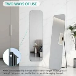 EMKE Freestanding Mirror 160x40cm Full Length Mirror For Living Room Bedroom Silver Metal Frame Large Mirror -Home Improvement Store 89413230 4