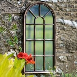 Modena Arched Copper Distressed Outdoor Garden Wall Mirror 7 Modena Arched Copper Distressed Outdoor Garden Wall Mirror -Home Improvement Store 91921094 2