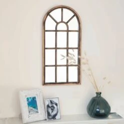 Modena Arched Copper Distressed Outdoor Garden Wall Mirror 8 Modena Arched Copper Distressed Outdoor Garden Wall Mirror -Home Improvement Store 91921094 3