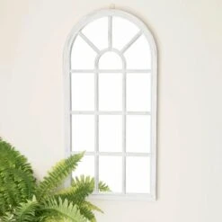 Modena Arched White Distressed Outdoor Garden Wall Mirror 8 Modena Arched White Distressed Outdoor Garden Wall Mirror -Home Improvement Store 91921119 3
