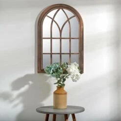Toscana Arched Copper Distressed Outdoor Garden Wall Mirror -Home Improvement Store 91921171 3