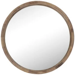 Morley Round Wood Wall Mirror 80 X 80 Cm Dark Rustic Oak