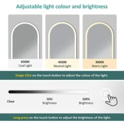 EMKE FreeStanding Floor Mirror Arched Dressing Mirror With Dimming & 3 Color Full Length Mirror With Led Lights 147x45cm White 9 EMKE FreeStanding Floor Mirror Arched Dressing Mirror With Dimming & 3 Color Full Length Mirror With Led Lights 147x45cm White -Home Improvement Store 92199329 3