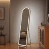 EMKE Freestanding Arched Mirror Full Length With LED Lights Tri-Colour Dimmable Dressing Mirror 160x45cm White Gold -Home Improvement Store 92199330 1