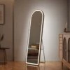 EMKE Freestanding Arched Mirror Full Length With LED Lights Tri-Colour Dimmable Dressing Mirror 147x45cm White Gold -Home Improvement Store 92199338 1