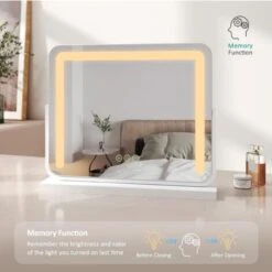 EMKE Hollywood Vanity Mirror With Lights, 360° Rotation Dressing Table Makeup Mirror With Dimmable,3 Color Lighting, 60 X 52cm, White -Home Improvement Store 92585033 5