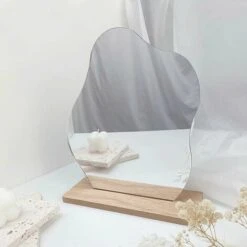 Vanity Table Decorative Frameless Acrylic Makeup Mirror Irregular Shaped Makeup Mirror With Wooden Base For Bedroom, Living Room And Min Spaces Room Decor 9 Vanity Table Decorative Frameless Acrylic Makeup Mirror Irregular Shaped Makeup Mirror With Wooden Base For Bedroom, Living Room And Min Spaces Room Decor -Home Improvement Store 97101969 3