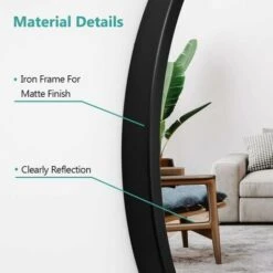 EMKE Round Mirror For Wall Black Metal Frame Circle Mirror, 50cm Bathroom Wall Decorative Mirror With 48cm Shelf -Home Improvement Store 98819639 3