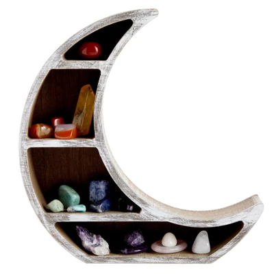 Farmlyn Creek Wooden Crescent Moon Shelf For Oils, Crystals, Healing Stones, 10 X 10.2 X 2 In 6 Farmlyn Creek Wooden Crescent Moon Shelf For Oils, Crystals, Healing Stones, 10 X 10.2 X 2 In - Image 4