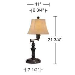 Regency Hill Traditional Desk Table Lamp Swing Arm With Hotel Style USB Charging Port 21.75" High Bronze Metal Faux Leather Bell Shade For Bedroom -Home Improvement Store GUEST 01115bd3 2342 41f9 af89 37fc4f1a0ca0