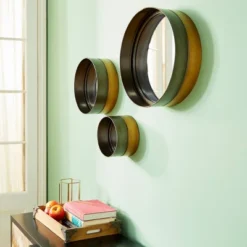 Contemporary Metal Wall Mirror Set Of 3 Dark Brown - Olivia & May -Home Improvement Store GUEST 01719642 4793 4e4a bb51 d116723a764a