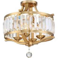 Vienna Full Spectrum Prava Modern Ceiling Light Semi Flush Mount Fixture 16 1/2" Wide Warm Brass 4-Light Crystal Drum For Bedroom Kitchen Living Room -Home Improvement Store GUEST 017d8b11 8b7d 471f ac65 399a602dc305