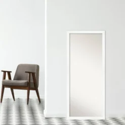27" X 63" Non-Beveled Cabinet White Narrow Full Length Floor Leaner Mirror - Amanti Art -Home Improvement Store GUEST 01e1bce7 f803 45ad a9e9 db48c5cf9422
