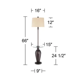 Regency Hill Fallon Rustic Industrial Floor Lamp With Tray Table 66" Tall Bronze Hammered USB And Outlet Oatmeal Shade For Living Room Bedroom Office -Home Improvement Store GUEST 01e6dfce ab70 47e8 a232 59eedf84a6a9